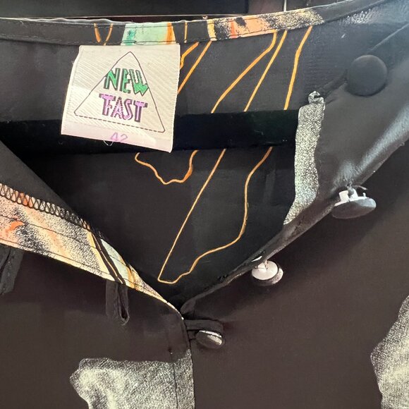 New Fast Vintage Silk Blouse Quarter Lenght Abstract Floral EU 42 - Picture 5 of 7